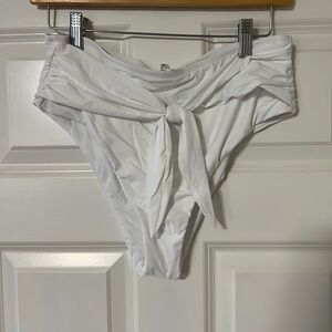 Lulu's White High Rise Tie-Front Bikini Bottom